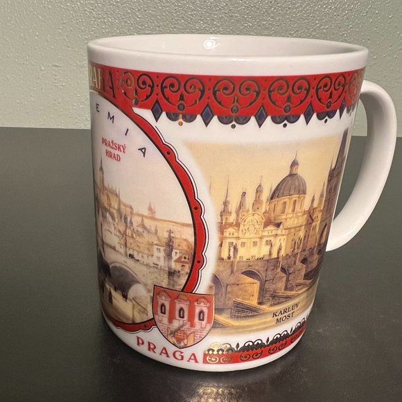 Prague, Czech Republic Souvenir Mug ~ Charles Bridge ~ Prague Castle ~  Metallic - Picture 3 of 6